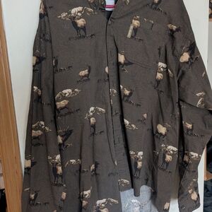 Men's Casual Button Down Shirt - Brown Animal Print